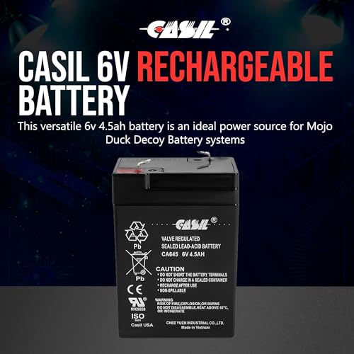 Casil 6V Battery - 6V Rechargeable Battery UB645 for Power Wheels PS-640 F1 Exit Sign Emergency Light Lithonia ELB06042 Mojo Decoy Moultrie Feeder Ride-On Toys - 6V 4.5Ah by Casil - Image 2