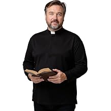 MENS MENS TAB COLLAR LONG SLEEVE T SHIRT MINISTER PRIESTS