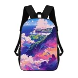 sinyumoney Island Beyond The Clouds Mochilas Informales Para Niños, Mochila Escolar Para Adolescentes, Niñas Y Niños, Mochilas Para Libros 17inch