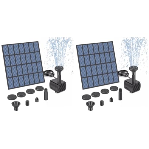 AZURAOKEY Bomba de fuente solar 2025 actualizada, bomba de fuente de agua con energía solar con boquillas kit de bomba de estanque de fuente solar para baños de pájaros peces de jardín
