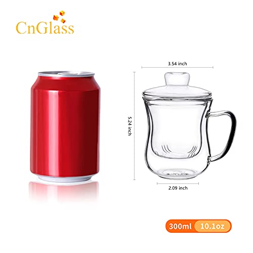 CNGLASS Glass Tea Cup with Removable Infuser and Lid,10oz Thickened Glass Infuser Mug,Borosilicate Glass Mug for Loose Leaf Tea,Teabags - image 5