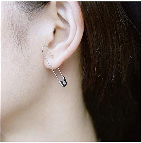 Minimalist Safety Pin Cartilage Sterling Silver Big Hoop Earrings for Women Girls Elegant Dangle Drop 37mm3