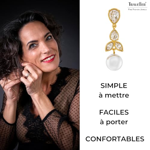 Boucles d'oreilles à clips pour soirée chic et mariage perle blanche