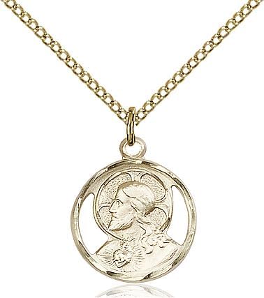 14kt Gold Filled Scapular Pendant on a 18 inch Gold Filled Light Curb Chain.
