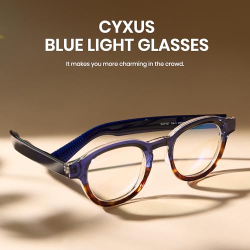 Image of Cyxus Blue Light Glasses Fashion Round Computer Blue Ray Blocking Glasses Tr90 Frame Anti Glare Strain For Men Women 8553