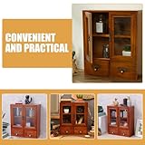 Gabinete Organizador de Escritorio Madera Vintage Doble Puerta, Estante Multiusos para Maquillaje, Exhibidor de Figuras y Almacenamiento en Sala o Dormitorio, Color Madera
