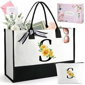 TRSODD Birthday Gifts for Women Mothers Day Gifts for Mom Wife Grandma Daughter Sister Teacher Bridesmaid Tote Bag and Makeup Bag S