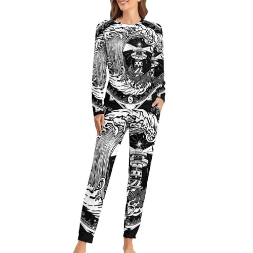Pyjama femme ensemble sleepwear manches longues et pantalon