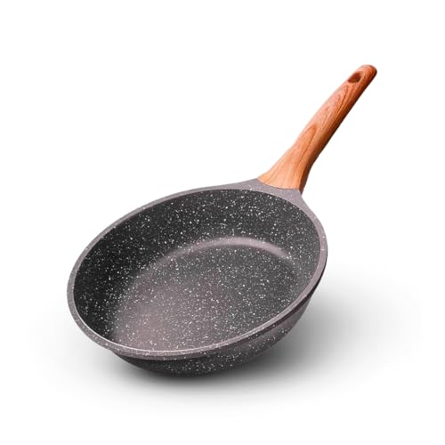 Frigideira Antiaderente de Cerâmica – Premium Ceramic Pan, Cabo de Madeira Ergonômico, Alta Durabilidade, Para Fogão a Gás, Elétrico e Indução - Linha Kydoublen