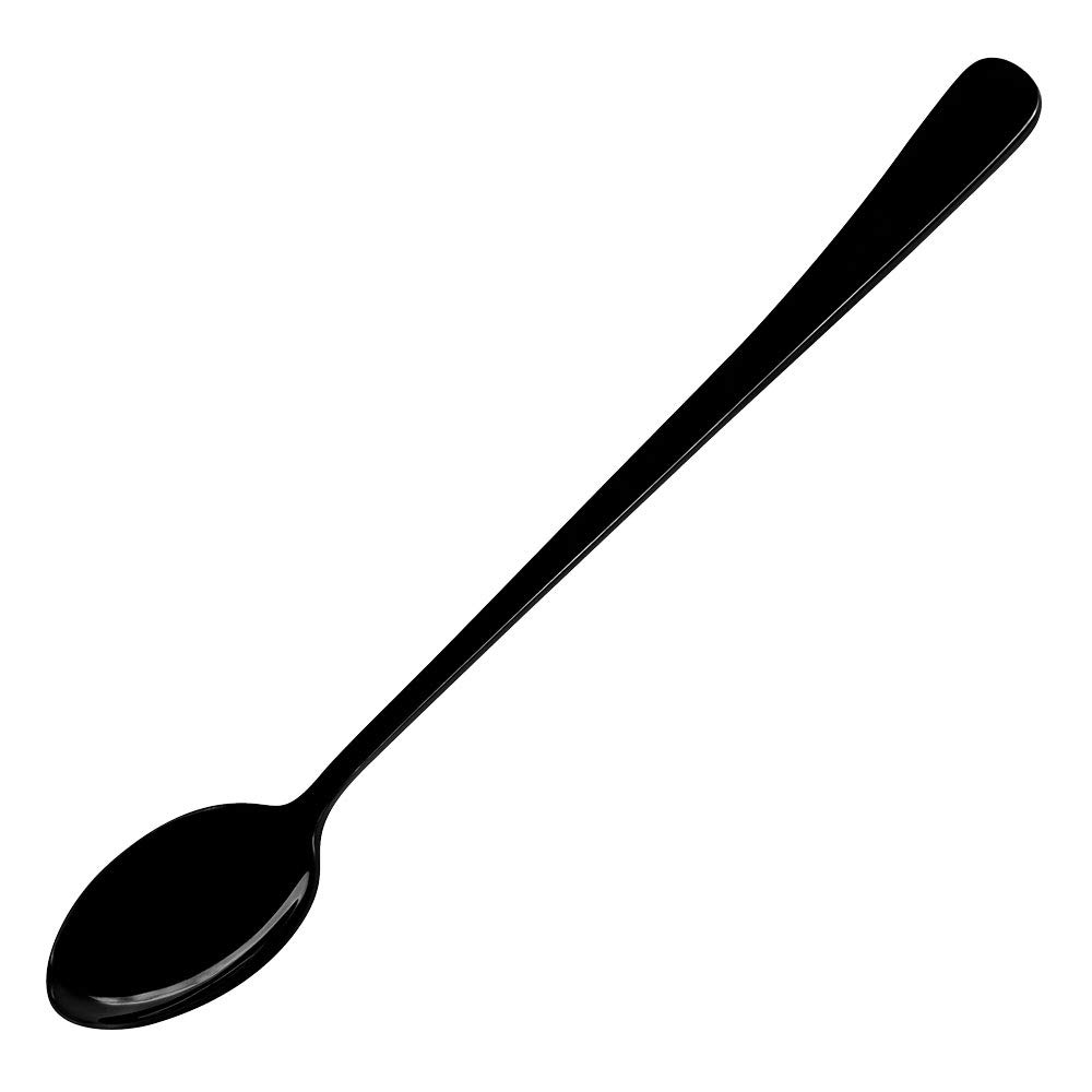 Noire Black Stainless Ice Tea Spoon, Dozen