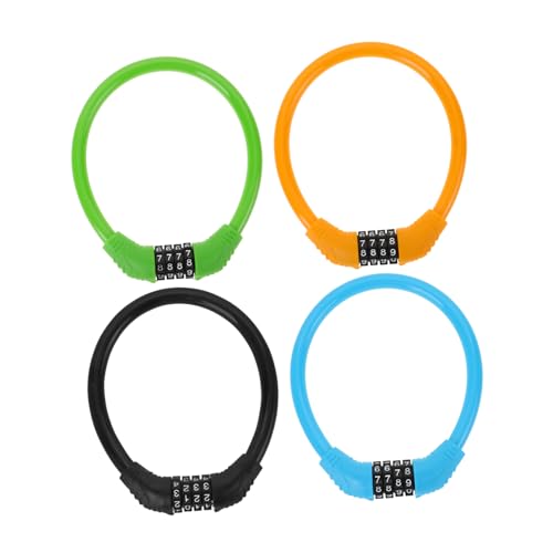 Garneck 4 Pack Bike Locks Sturdy Cable Bike Locks Combination for Helmets Black Blue Green Orange