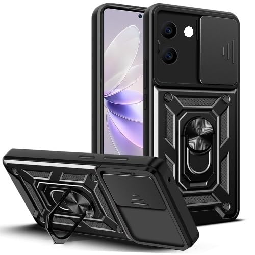 KrKis TPU+PC Back Cover Compatible to Vivo T3X 5G with Sliding Camera Shield Cover & 360° Protection Build-in Ring Stand Mobile Phone Case for Vivo T3X 5G (Black) (B0D6R49F22) Amazon Price History, Amazon Price Tracker