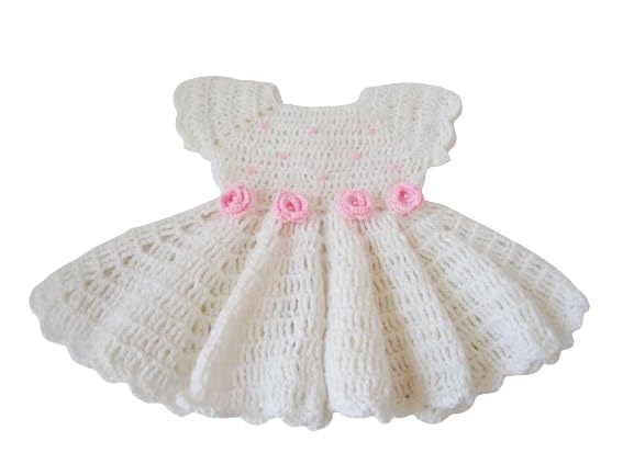 Crochet White Baby Dress Whit Daizy, Baby Shower Roses, Newborn Girl Outfit