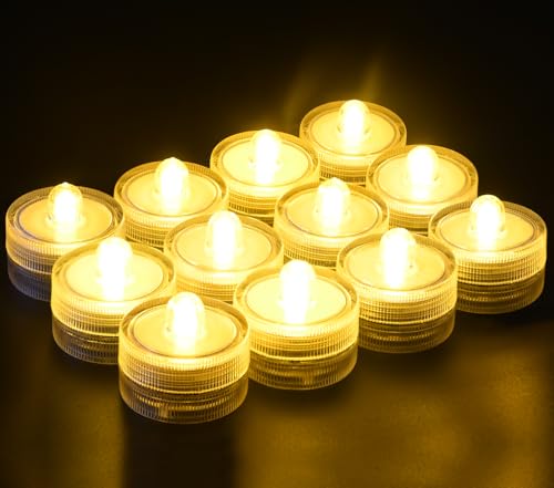 KOABY 12 Pack Warm Yellow Light Submersible LED...