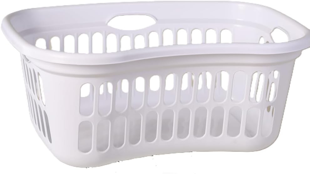 24-Pack Rectangular Laundry Basket, Plastic Clothes Hamper, 1.5 Bushel, White - Dirty Clothing Storage Organizer with Handles for Bedroom, Bathroom, and Closet 50L