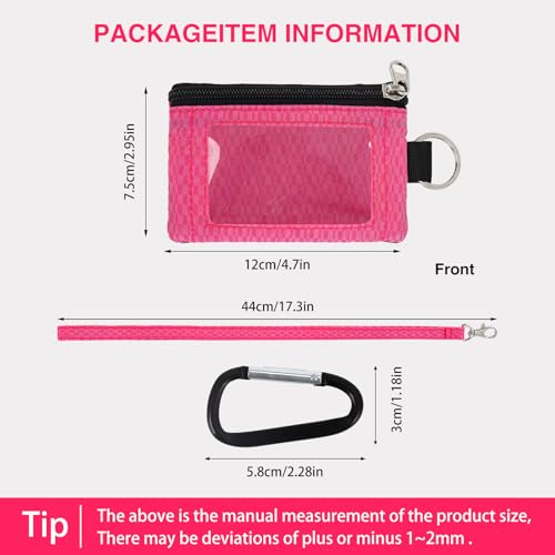 Image of MASAPHlL Small Lanyard Wallet for Women /Men with RFID Blocking ID Card Wallet, Minimalist Nylon Zipper Pouch, Travel Neck Wallet with Keychain, ID Window for Card,Coin,Cash (Rose+Light Rose)