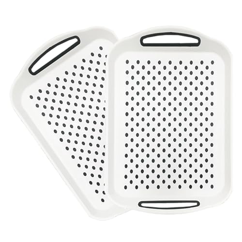 Baoswi - Baoswi 2 Pack Non Slip Serving Tray with Handles, 40 * 28.5 cm Rectangle Anti-Slip Non-Toxic Dishwasher Safe Tray for Snack Fruit Dessert Breakfast Drink Come