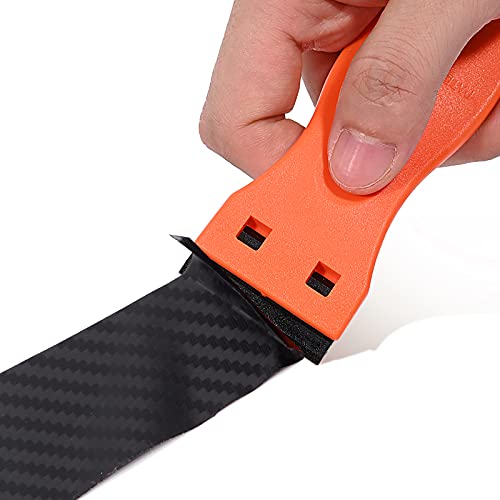 Image of EHDIS 1.5 inch Plastic Razor Scraper Tool with 10pcs Double Edged Blades for Adhesive Remover,Removing Labels Stickers Decals Taping on Glass Windows(Orange)