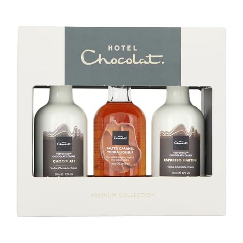 Hotel Chocolat Premium Miniature Liqueur Collection 3x5cl Gift Set including Chocolate Velvetised Cream Salted Caramel Vodka Liqueur Espresso Martini Velvetised Cream