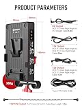 Moman VBP2 V Mount VLock Battery Plate with 15mm Rod Clamp, Dual 14.8V D-Tap Output & 8V/12V/15V DC Output & USB-C Output with 4×DC Cables and Type-C Cable for BMPCC 4K/6K DSLR Camera Camcorder - Image 5
