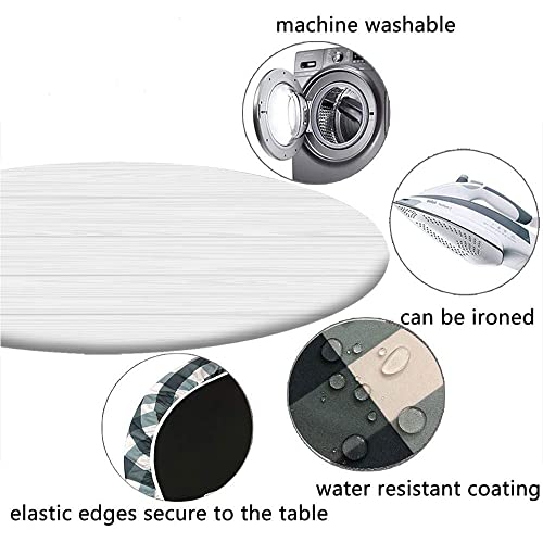 Wood Plank Round Table Cloth, Wood Plank Texture Print, Elastic Edge, Waterproof And Wipeable, Table Decoration Cloth, Buffet Party And Camping, Fit For 56" Table #TOP3