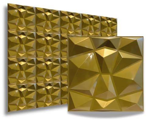 12 pièces 3D panneaux muraux & plafond, 50cm x 50cm en plastique PVC, Mur 3D, Plafond 3D, revêtement mural, Salle de jeux, 3m² - 1mm d'épaisseur