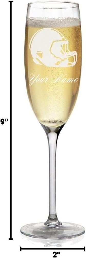 Champagne Glass, Football Helmet, Personalized Engraving Included