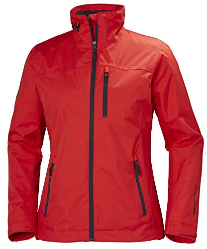 Helly Hansen Women's Crew Midlayer Fleece Lined Waterproof Breathable Rain Jacket, 222 Alert Red, Medium