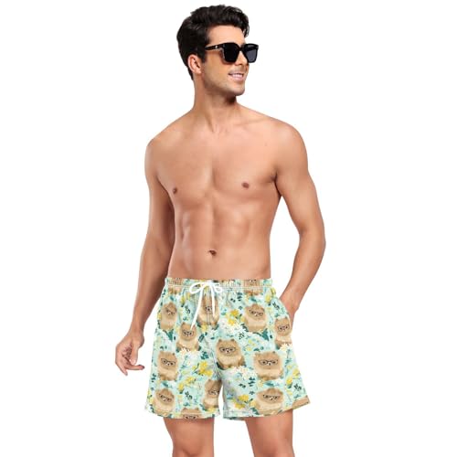 Lovely Pomeranian Flowers Men's Swim Trunks with Liner Quick Dry Beach Shorts Swimwear Bathing Suit S-XXL3