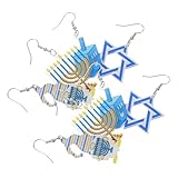 CLISPEED 4 pares Pendientes de Estrella de Hanukkah para Mujer Colgantes de Acrílico Accesorios de Moda Cómodos y Duraderos para Fiestas y Celebraciones