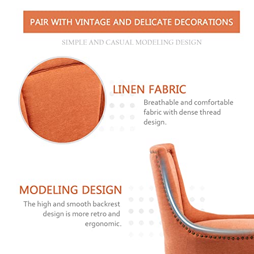 Kiztir Upholstered Dining Chairs Set Of 6, Farmhouse Dining Chairs With Solid Wood Legs, Nailhead Trim, Tufted Dining Chair For Kitchen/Living Room/Bedroom (Orange) #TOP1