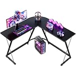 ODK L Shaped Gaming Desk, 120×120 cm Corner Computer Desk for Gaming, Home, Office, Carbon Fibre Black