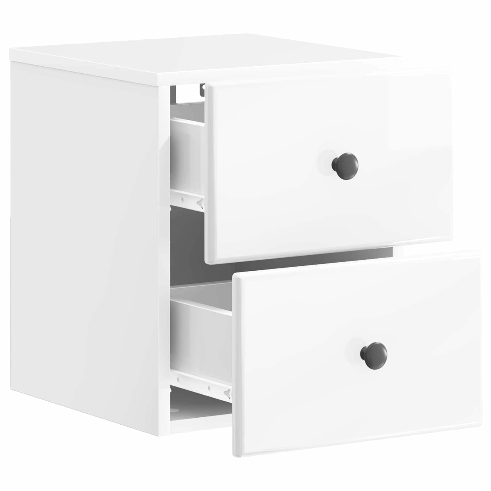 Comodino sospeso, bianco lucido, 34,5 x 33 x 40 cm