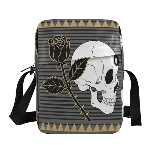 small messenger bag for women crossbody bag crossbody purses for women Adjustable Strap for Casual Casual- Skull Black Rose Grey
