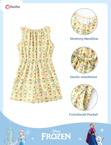 Image of Disney Princess Frozen Minnie Mouse Stitch Girls Romper With Pocket Sleeveless Jumpsuit One Piece Outfit For Toddlers & Kids