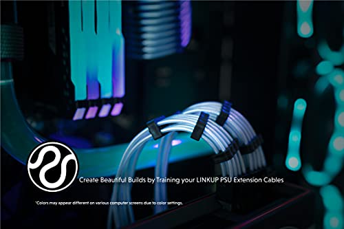 Image of LINKUP - 4 Pin CPU PSU Cable Extension 16AWG Oxygen Free Copper (OFC) Teflon Jacket Custom Mod PC w /Combs┃Single Pack┃30CM 300MM - Silver