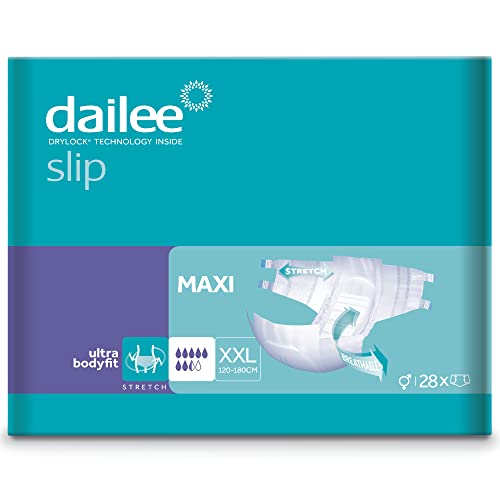 Dailee Slip XXL - 28x Pañales Adultos Maxima Absorción - 28 piezas, Absorbencia 7,5 gotas - Braga Pañal para Anciano, Hombre y Mujer