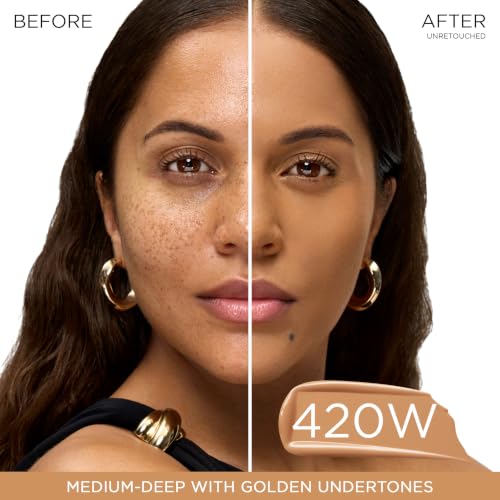 Image of Lancome Teint Idole Ultra Wear Natural Matte Foundation- Longwear, Medium-Full Coverage, Natural Finish, Waterproof & Hydrating - 420W (Medium-Deep Skin with Warm /Golden Undertones), 1 Fl Oz