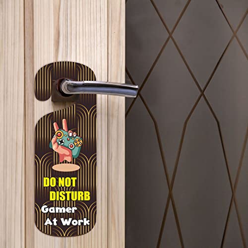 Image of KREEPO Do Not Disturb Gamer at Work MDF Door Sign Hanger Size(24cm x 8.5cm) kr44