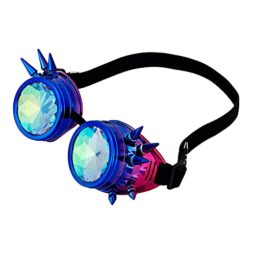 Image of 3-5 Days Delivery Kaleidoscope Rave Rainbow Crystal Lenses Steampunk Goggles
