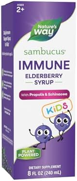 Nature’s Way Sambucus Elderberry Immune Syrup for Kids Ages 2+, with Echinacea & Propolis, Immune Support Syrup*, Vegetarian, Berry Flavored, 8 Fl Oz Nature’s Way Sambucus Elderberry Immune Syrup for Kids Ages 2+, with Echinacea & Propolis, Immune Support Syrup*, Vegetarian, Berry Flavored, 8 Fl Oz