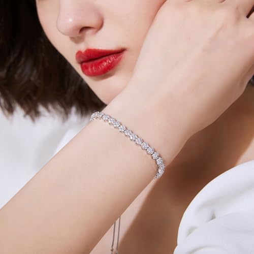 14K Gold Moissanite Tennis Bracelet For Women, D Color VVS1 Brilliant Cut, Adjustable Bracelet, Delicate Valentine's Day Gift3