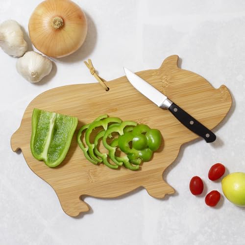 Tabla de cortar y bandeja charcutería de bambú pig shaped miniatura 3