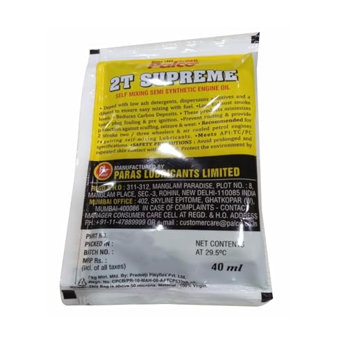 Image of PALCO 2T-SUPREME Engine Oil (2T Petrol Mix) API: TC, JASO: FC Small Packet Semi-Synthetic Fuel Additive for 2 Stroke Bike Scooter Scooty Auto 3 Wheller (40ml X 40 Piece Pouch) (Pack of 2)