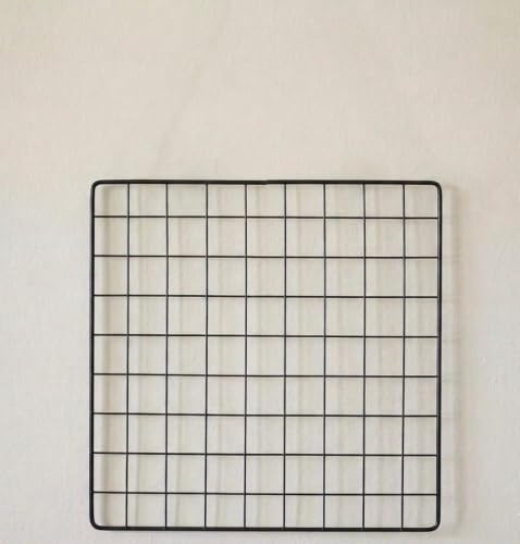Image of Metal Wire Grid Photo Display Frame for Wall | 30 x 30 CM Black Iron Mesh Memo Board | Wall Mounted Picture Organizer for Photos, Notes, Postcards, Artwork, Home Office Bedroom Decor