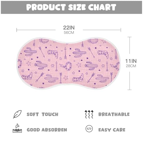 2 Pack Muslin Burp Cloths Cowboy Boot Cotton Baby Burp Cloths Ultra Soft Burping Cloth Absorbent Spit Up Rags for Newborn Boys Girls, Large 22" x 11"2