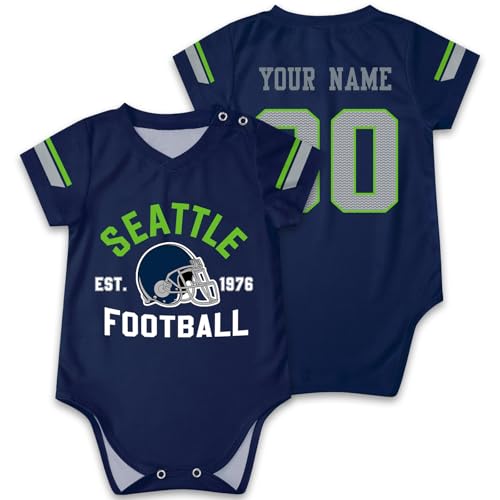 OAOANS Seattle Baby Clothes Custom Name Number Personalized Sports Baby Jersey Clothing Newborn Toddler Apparel 0-24 Months Gifts