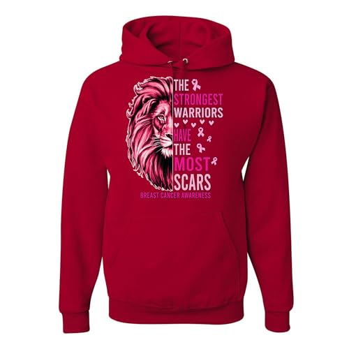 wild custom apparel The Strongest Warriors Have The Most Scars Breast Cancer Awareness Pink Ribbon Hoodies