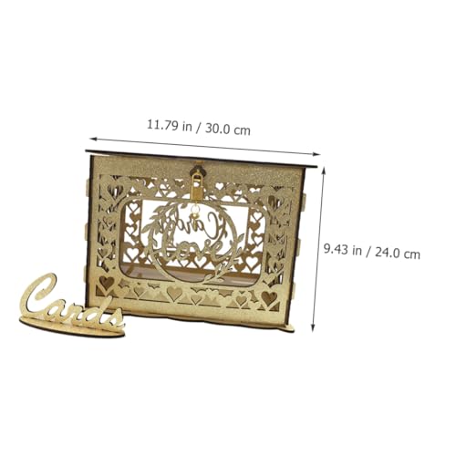 Caja de madera para tarjetas de boda contenedor de sobres con diseño hueco 3