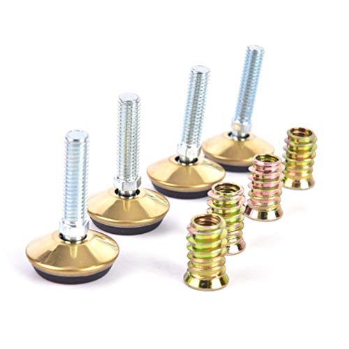 8 Pack Swivel Furniture Levelers - Adjustable Leveling Legs Glide,1.35\" Diameter Base, 3/8\"-16 Thread, for Tables Chairs Cabinets (Brass Color)
